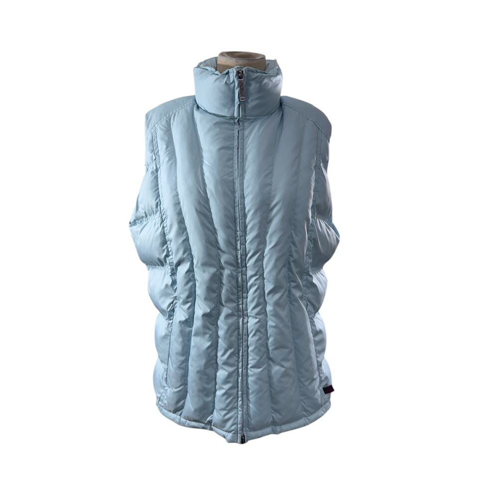 "WOOLRICH" Womens Blue Puffer Vest Sz L‎ Small Spot See Pictures Preppy VTG Warm